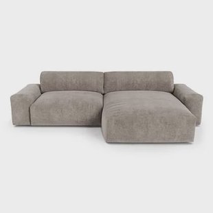 Taupe fluwelen hoekbank rechts 310cm