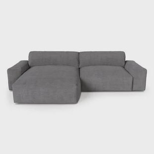 Bank links hoek corduroy antraciet grijs 310cm