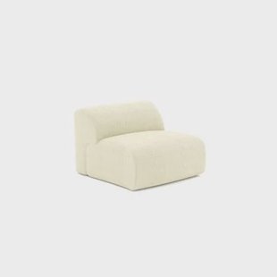 Armloze fauteuil in crèmekleurig ribfluweel Armloze fauteuil in crèmekleurig ribfluweel