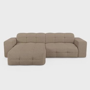 Bank links hoek 5 zits bouclette taupe 230cm