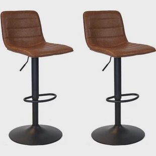 Bronx71 Industriële Barkruk Texas leer cognac 60 - 76 cm - draaibaar -