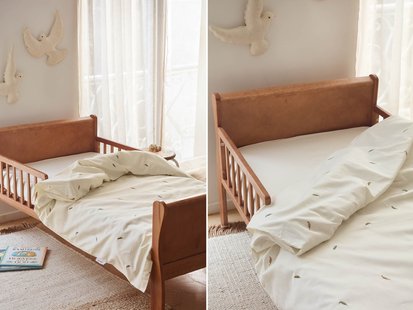 Yumeko Kinderdekbedovertrek katoen satijn multicolour feather 100% biologisch en fairtrade katoen, satijn geweven