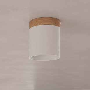 SOLLUX LIGHTING Plafondspot Rif, wit, Ø 12 cm, hout, aluminium