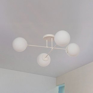 HELAM Moon plafondlamp, 80 cm, 4-lamps, zandkleurig, glas, E27