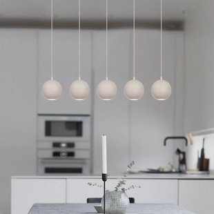 HELAM Midway hanglamp, 5-lamps, langwerpig, zandkleurig