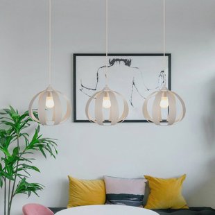 HELAM Hanglamp Newton, 3-lamps, zandkleurig, metaal