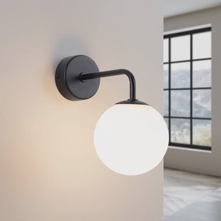 SOLLUX LIGHTING Wandlamp Astral, zwart, projectie 22 cm, staal/glas