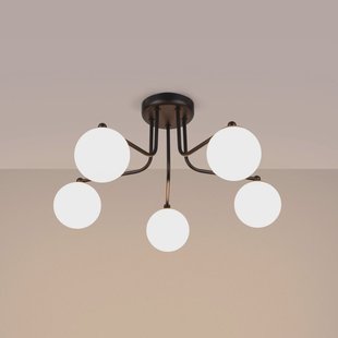 SOLLUX LIGHTING Astral plafondlamp, zwart, lengte 64 cm, staal/glas