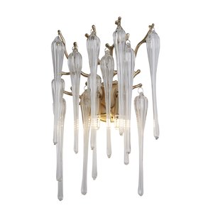 Searchlight Heritage - wandverlichting - 25 x 42 cm - goud en transparant