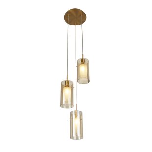 Searchlight Duo III - hanglamp - Ø 26 x 120 cm - brons en champagne