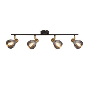 Searchlight Westminster - opbouwspot 4L - 81 x 19 x 20 cm - zwart, satijn messing en  gerookt glas