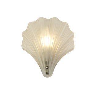 Searchlight Shell - wandlamp - 20 x 22 cm - IP44 - satijn zilver