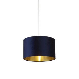 Searchlight Velvet Drum - lampenkap - Ø 40 x 24 cm - marineblauw en goud