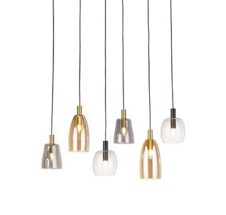 Searchlight Divine - hanglamp - 95 x 140 cm - mat zwart en gekleurd glas