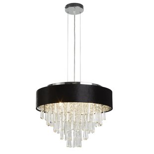 Searchlight Glamour - plafond/hanglamp - Ø 46 x 150 cm - zwart en transparant