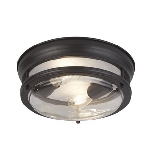 Searchlight Glasgow - plafondlamp - Ø 35 x 14,5 cm - IP44 - zwart en transparant