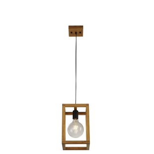 Searchlight Square - hanglamp - 20 x 20 x 120 cm - zwart en bruin