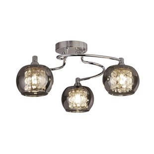 Searchlight Lovell - plafondlamp - Ø 40 x 18 cm - chroom en gerookt glas