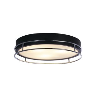 Searchlight Phoenix - plafondlamp - Ø 40 x 10 cm - IP44 - zwart en chroom
