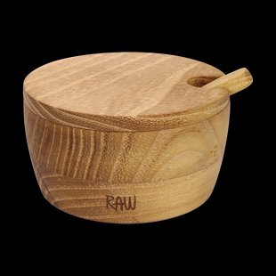 Aida Raw zoutkom inclusief lepel en deksel Teak