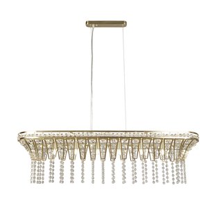 Searchlight Gemma - hanglamp - 100 x 26 x 150 cm - satijn messing en transparant