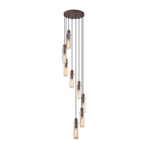 Searchlight Sweden II - hanglamp - Ø 42 x 300 cm - mokka en amber