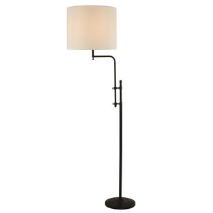 Searchlight Munich - vloerlamp - 51 x 158 cm - zwart en natuurlijk linnen