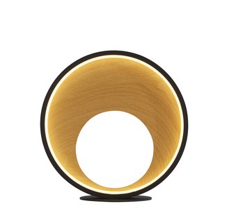 Searchlight Curio - tafellamp - 30 x 31 cm - 3 stappen dimbaar - 11W LED incl. - zwart en houteffect