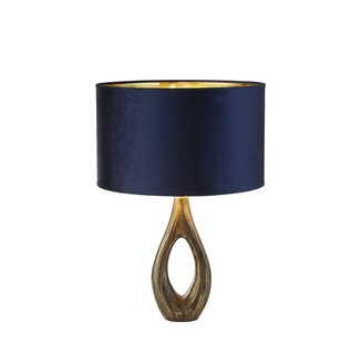 Searchlight Bucklow - tafellamp - Ø 40 x 46 cm - marineblauw, antiek messing en goud