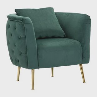 Mauro Ferretti Bucarest Fauteuil in metaal en stof, goud en groen