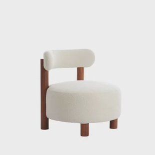 Light&living Stoel Ø74x74 cm FERENTINO acacia hout+bouclé crème