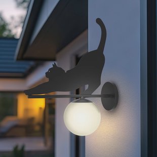 Lindby buitenwandlamp Katti, metaal, zwart, IP44, kat