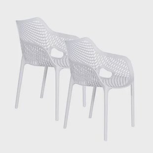 Garden Impressions Air XL kunststof tuinstoel wit - 2 stuks