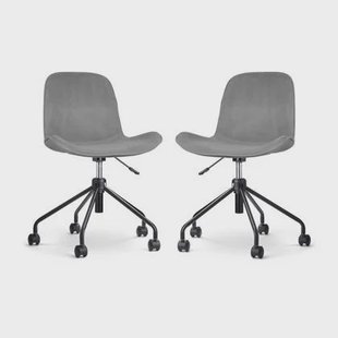 Nolon Nout-Fé Bureaustoelen Set van 2 - Velvet Grijs - Zwart Onderstel Nolon Nout-Fé Bureaustoelen Set van 2 - Velvet Grijs - Zwart Onderstel