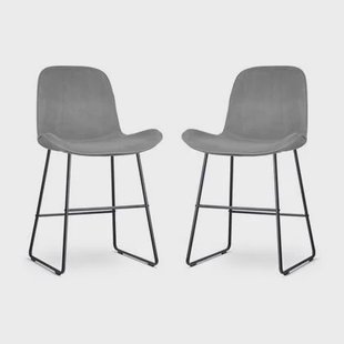 Nolon Nino-Fé Barkrukken Set van 2 - Velvet Grijs - Zwart - 65 cm