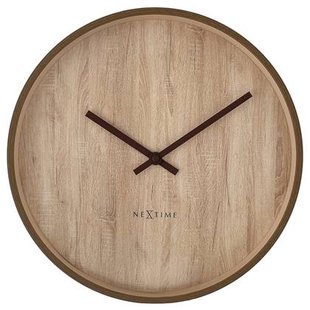 NeXtime - Wandklok 30cm - Stille - Donkerbruin|Lichtbruin - Plastic -
