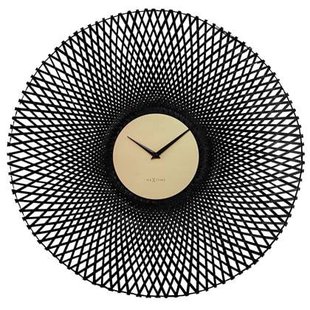 NeXtime - Wandklok 60 cm - Stille - Zwart - Bamboe - NeXtime &apos;Vortex&apos;