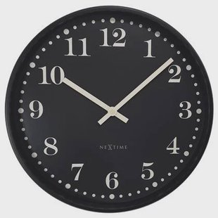 NeXtime - Wandklok 30cm - Stil - Zwart - Plastic - NeXtime &apos;Dickens&apos;