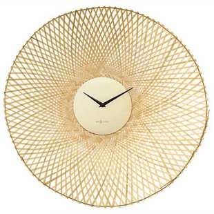 NeXtime - Wandklok 60 cm - Stille - Bruin - Bamboe - NeXtime &apos;Vortex&apos;