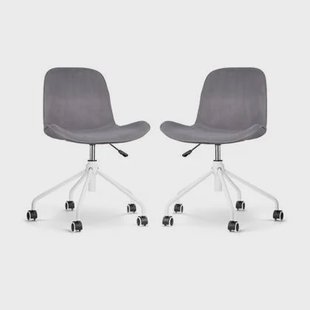 Nolon Nout-Fé Bureaustoelen Set van 2 - Velvet Grijs - Wit Onderstel