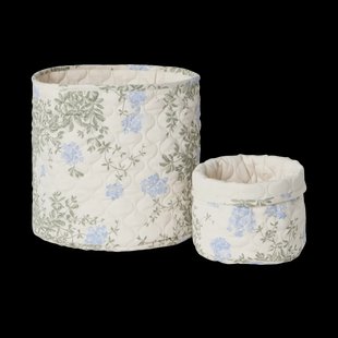 Garbo&Friends Plumbago Satin gewatteerde mand 2-delig 20xØ20 cm + 30xØ30 cm