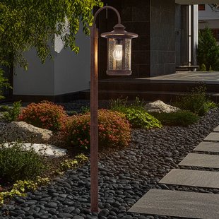 Lindby tuinpadverlichting Zayn, roestkleurig, glas, hoogte 109 cm, IP65