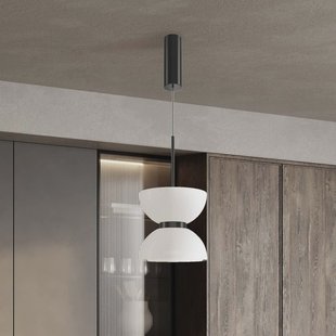 Maytoni LED hanglamp Kyoto, zwart/wit, Ø 22 cm, glas