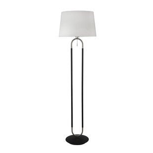 Searchlight Jazz - vloerlamp - Ø 45 x 161 cm - mat zwart, wit en satijn zilver