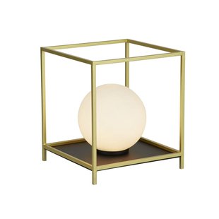 Searchlight Block - tafellamp - 18 x 18 x 20,5 cm - goud en opaal