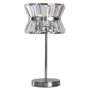 Searchlight Uptown - tafellamp - Ø 22 x 43 cm - chroom en transparant