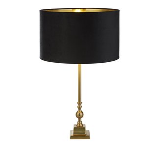 Searchlight Whitby - tafellamp - Ø 40 x 67 cm - antiek messing, goud en zwart