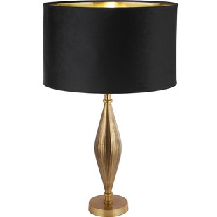 Searchlight Rye - tafellamp - Ø 40 x 70 cm - antiek messing, goud en zwart