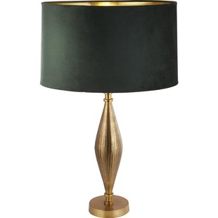 Searchlight Rye - tafellamp - Ø 40 x 70 cm - antiek messing, goud en groen