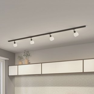 Lindby 1-fase railsysteem Linaro, E14, 4-lamps, zwart